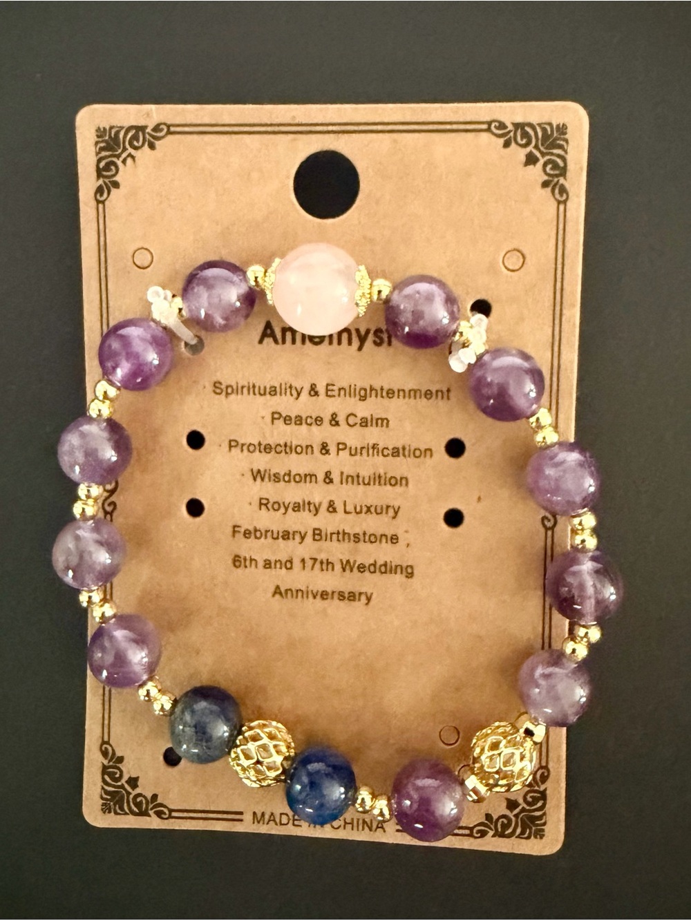 18kt gold plated Amethyst bracelet